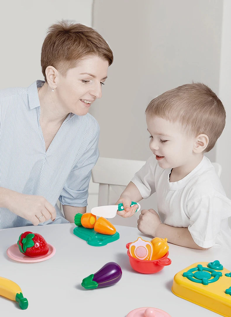 Kit de Frutas e Legumes de Faz de Conta - Brinquedo Educativo em Plástico