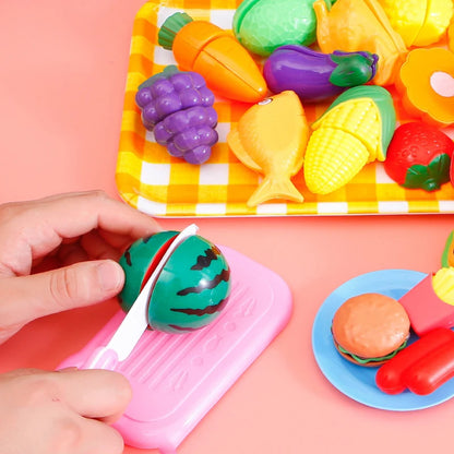 Kit de Frutas e Legumes de Faz de Conta - Brinquedo Educativo em Plástico