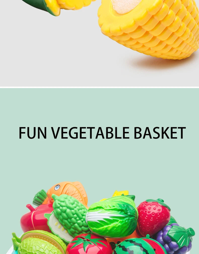 Kit de Frutas e Legumes de Faz de Conta - Brinquedo Educativo em Plástico